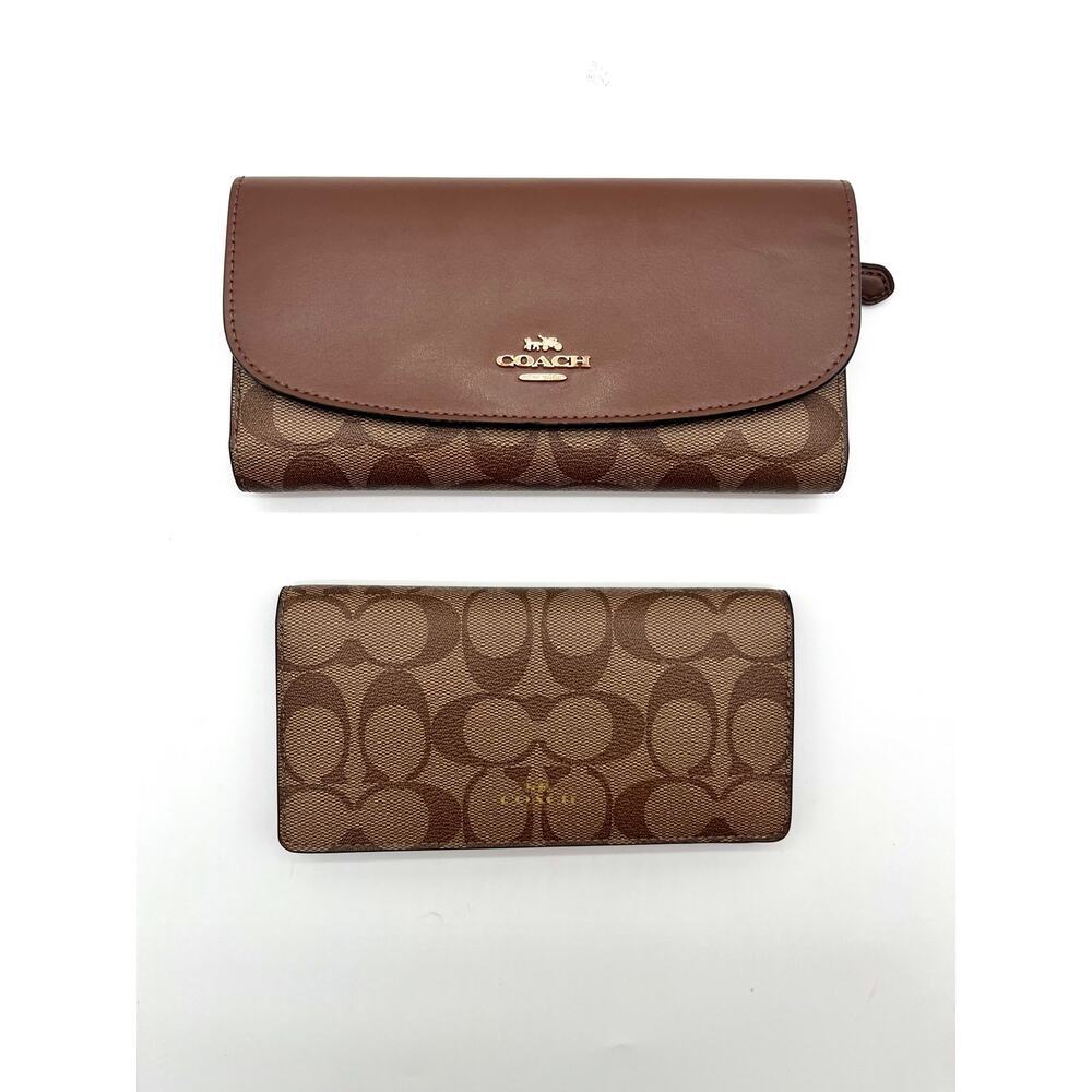 COACH NWOT 2FER Signature Leather Envelope Wallet and Checkbook Insert